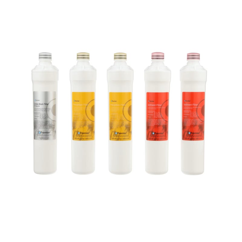 Watts Premier Annual RO Pure Plus 5-Pack Filtration Kit for 4 Stage Pure Plus/Zero Pure Plus Reverse Osmosis System, Push Button Water Filter Replacement, 2 Sediment Filters, 2 Carbon Pre-Filters, VOC - Image 1